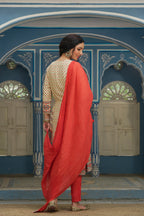 Juniper Off - White Rayon Festive Printed A-Line Skd For Women - Distacart