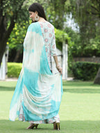 Juniper Skyblue Muslin Festive Wear Mirror Work Straight Kurta Sharara Dupatta Set - Distacart