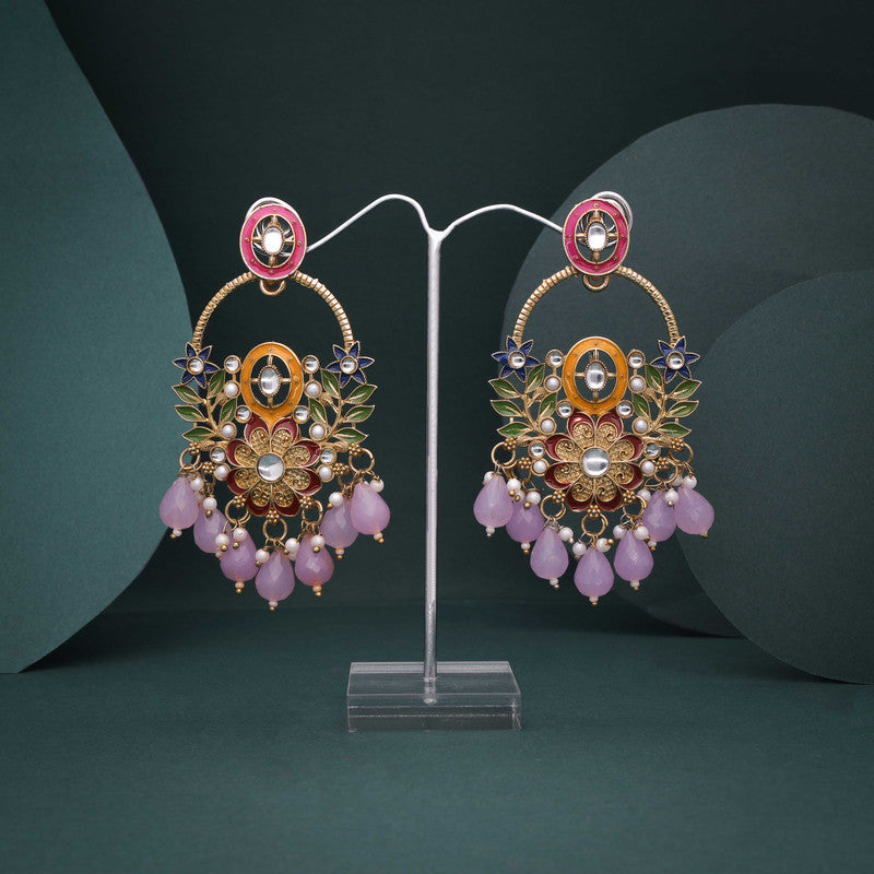 Tehzeeb Creations Purple Beads Multi Colour Earrings - Distacart
