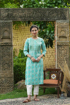Juniper Skyblue Muslin Festive Wear Mirror Work Straight Kurta - Distacart