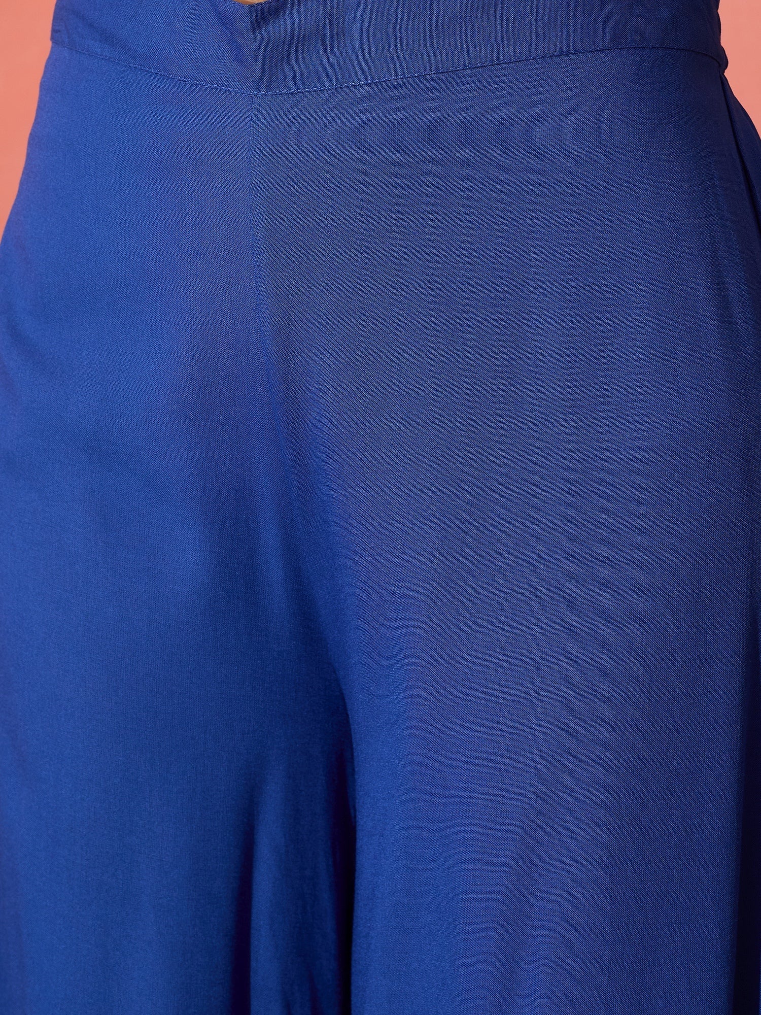 InWeave Strappy Ink Blue With Blue Fuchsia Floral Organza Dupatta Set - Distacart