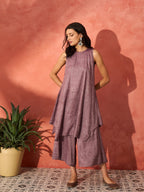 InWeave Mauve Lurex Short Palazzo Kurta Set