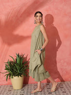 InWeave Olive Lurex Short Palazzo Kurta Set