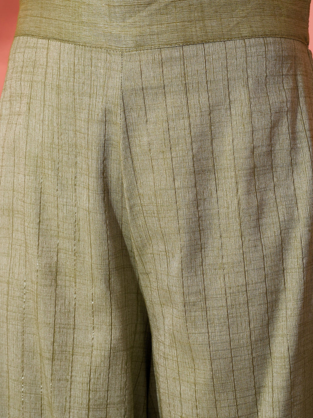 InWeave Olive Lurex Short Palazzo Kurta Set