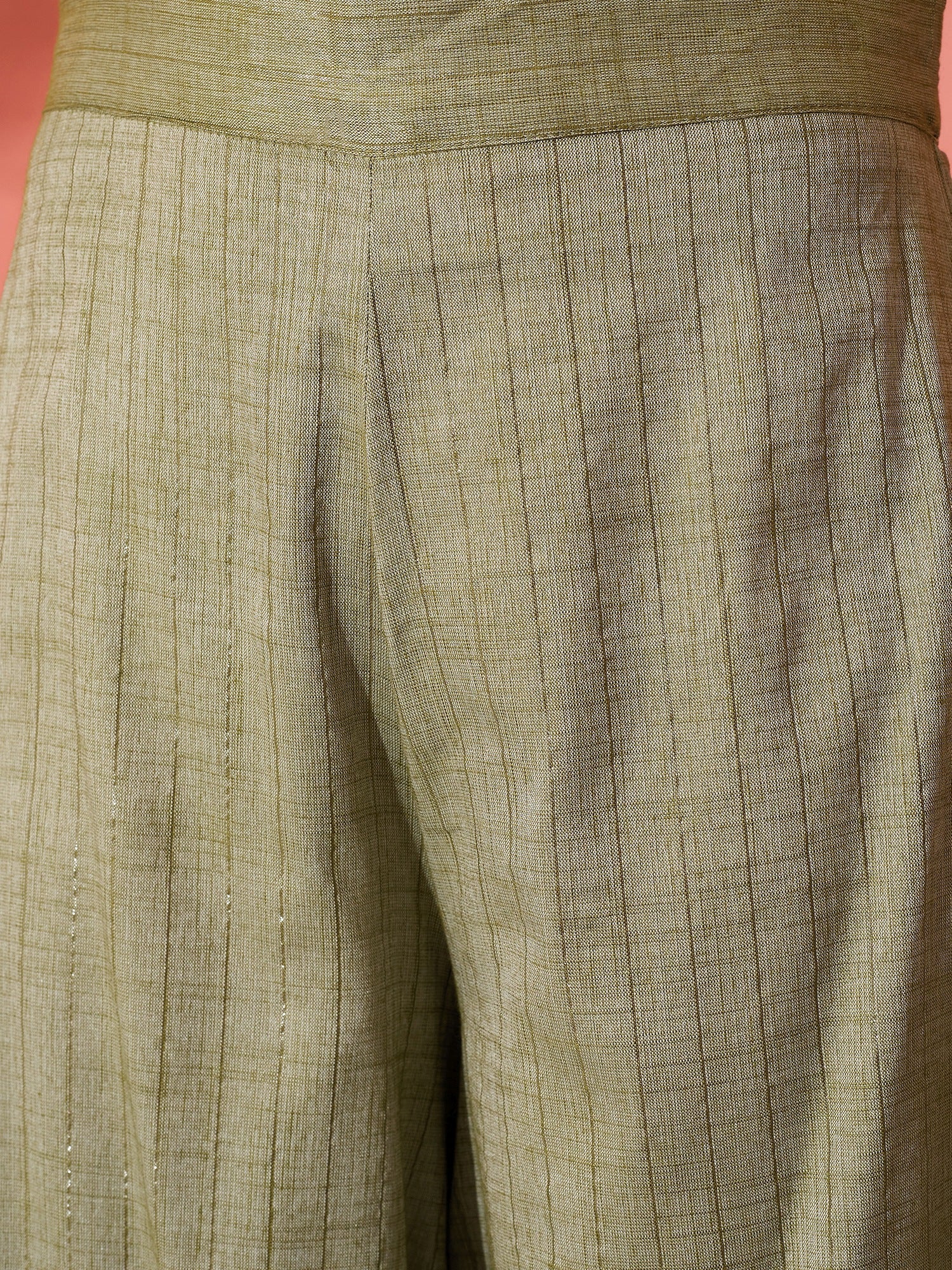 InWeave Olive Lurex Short Palazzo Kurta Set