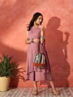 InWeave Wine Lurex Short Palazzo Kurta Set