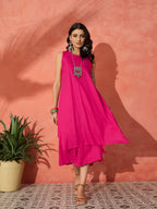 InWeave Fuchsia Short Kurta Palazzo Set
