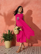 InWeave Fuchsia Short Kurta Palazzo Set