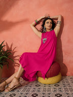 InWeave Fuchsia Short Kurta Palazzo Set