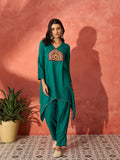 InWeave Teal Triangle Patch Kurta Set - Distacart
