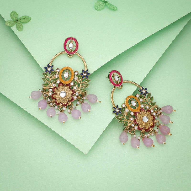 Tehzeeb Creations Purple Beads Multi Colour Earrings - Distacart
