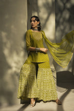 Juniper Green Georgette Festive Embroidered Printed Straight Skd For Women - Distacart