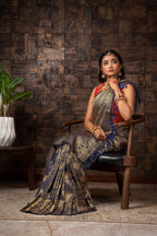 Vardha Sapphire Blue Golden Zari Kanjeevaram Silk Saree