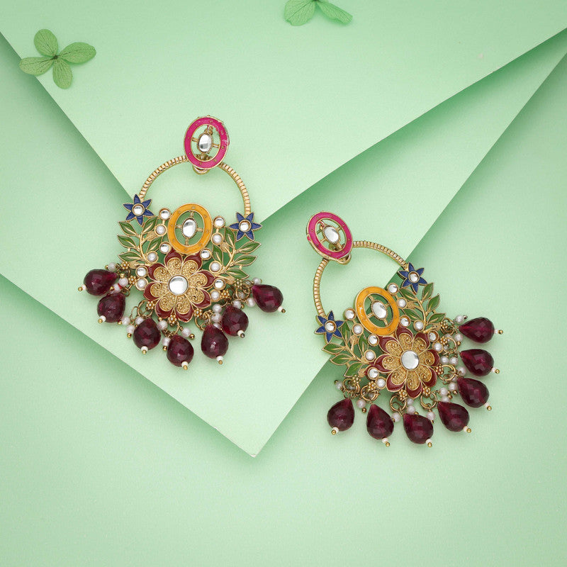 Tehzeeb Creations Pink Beads Multi Colour Earrings - Distacart