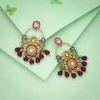 Tehzeeb Creations Pink Beads Multi Colour Earrings - Distacart