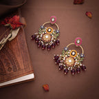 Tehzeeb Creations Pink Beads Multi Colour Earrings - Distacart