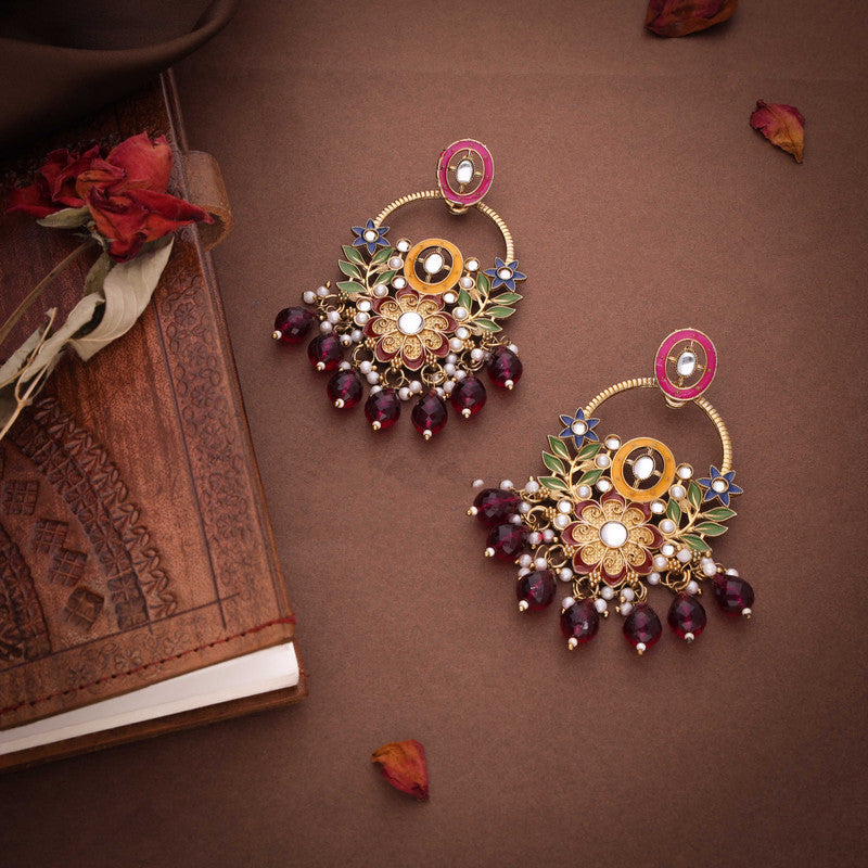 Tehzeeb Creations Pink Beads Multi Colour Earrings - Distacart