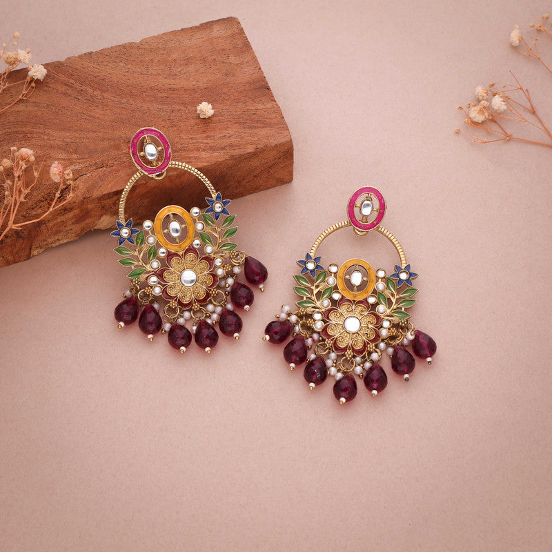 Tehzeeb Creations Pink Beads Multi Colour Earrings - Distacart