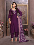 Vedant Vastram Kurta Pant set with Dupatta having Beautiful Hand work (Khatli Work) - Wine - Distacart