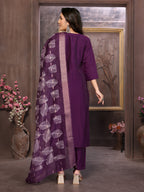 Vedant Vastram Kurta Pant set with Dupatta having Beautiful Hand work (Khatli Work) - Wine - Distacart