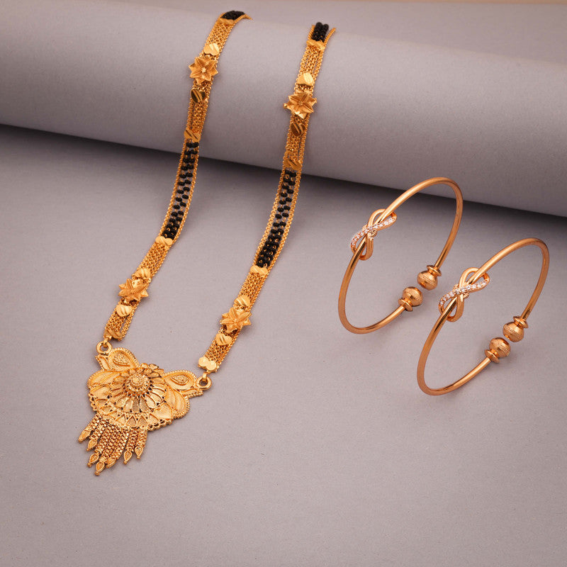 Tehzeeb Creations Gold-Polished Mangalsutra With Pair Of Bangle - Distacart
