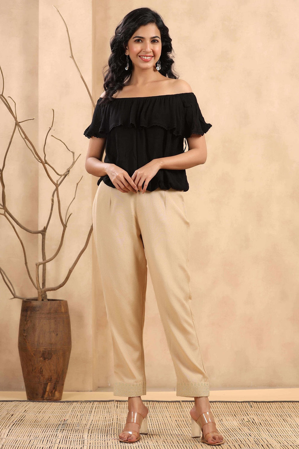 Juniper Gold Rayon Casual Wear Solid Straight Pants - Distacart