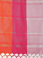 Saree Mall Pink & Orange Checked Saree - Distacart