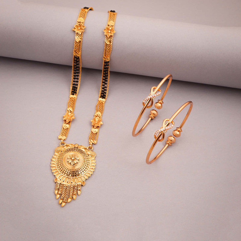 Tehzeeb Creations Gold-Polished Mangalsutra With Pair Of Bangle - Distacart