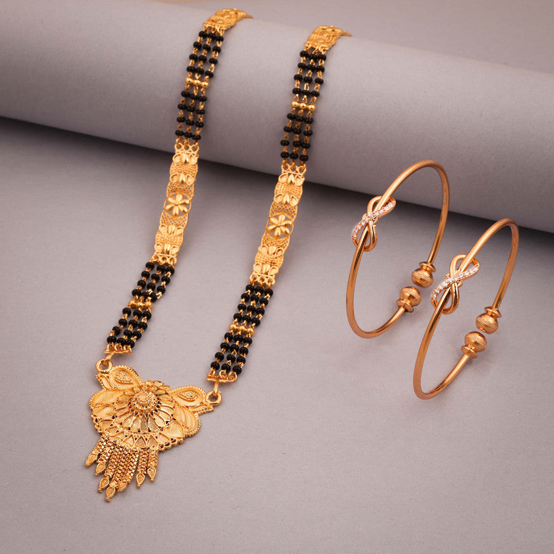Tehzeeb Creations Gold-Polished Mangalsutra With Pair Of Bangle - Distacart