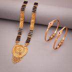 Tehzeeb Creations Gold-Polished Mangalsutra With Pair Of Bangle - Distacart
