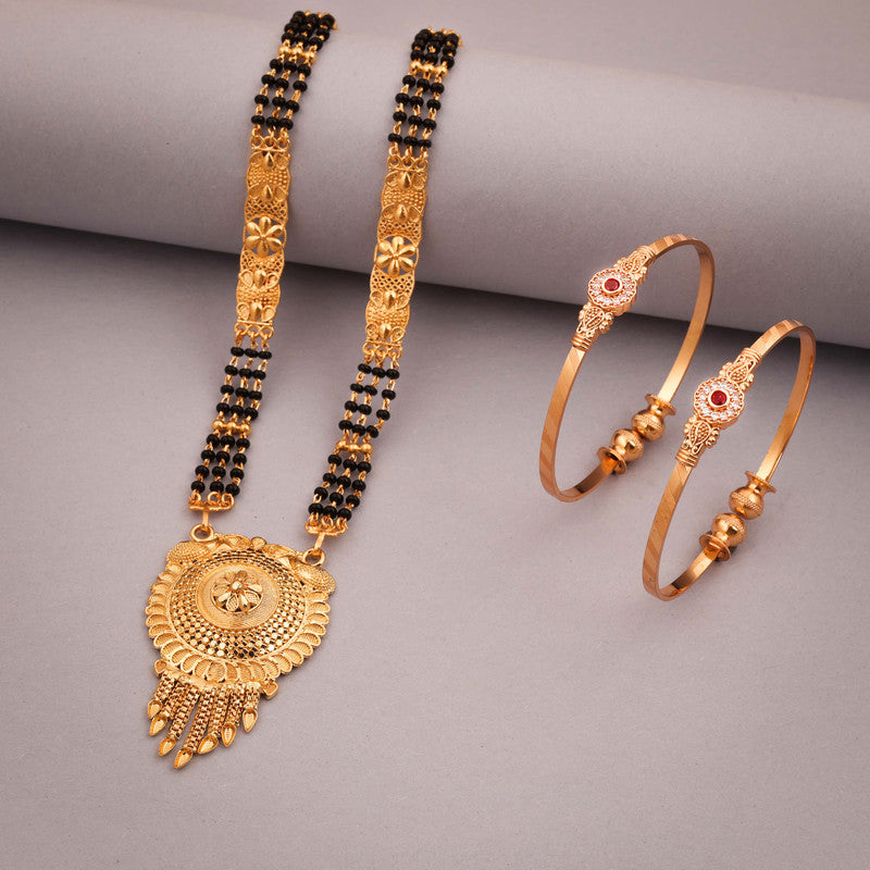 Tehzeeb Creations Gold-Polished Mangalsutra With Pair Of Bangle - Distacart