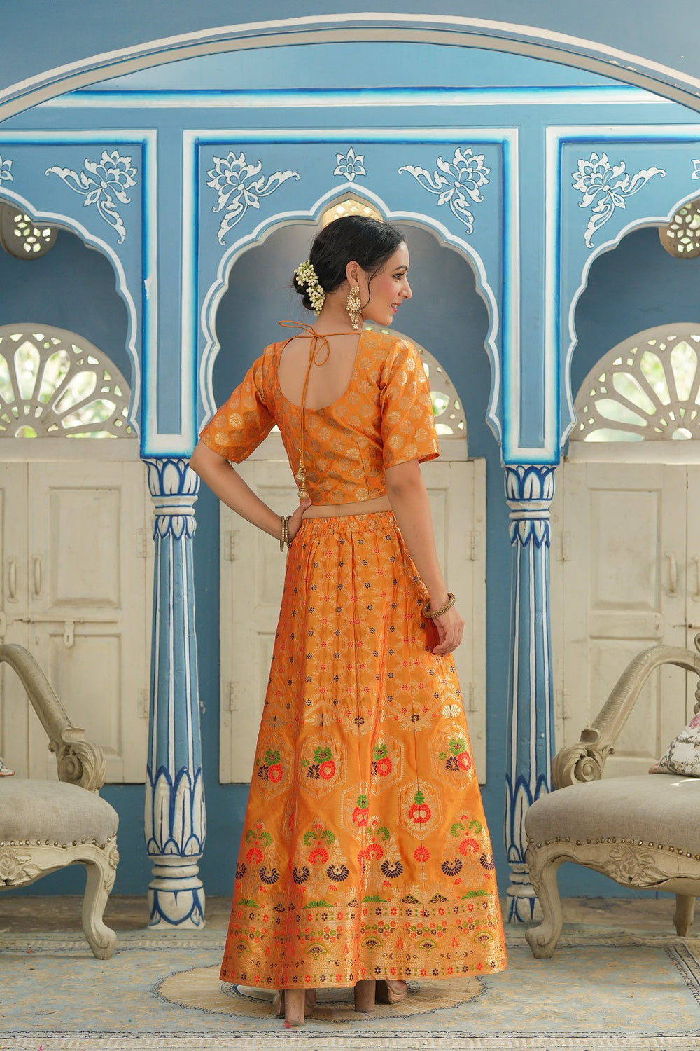 Juniper Women's Mustared Printed Brocade Festive Wear Lehenga Choli Sets - Distacart
