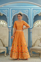 Juniper Women's Mustared Printed Brocade Festive Wear Lehenga Choli Sets - Distacart