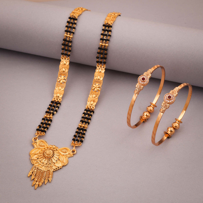 Tehzeeb Creations Gold-Polished Mangalsutra With Pair Of Bangle - Distacart