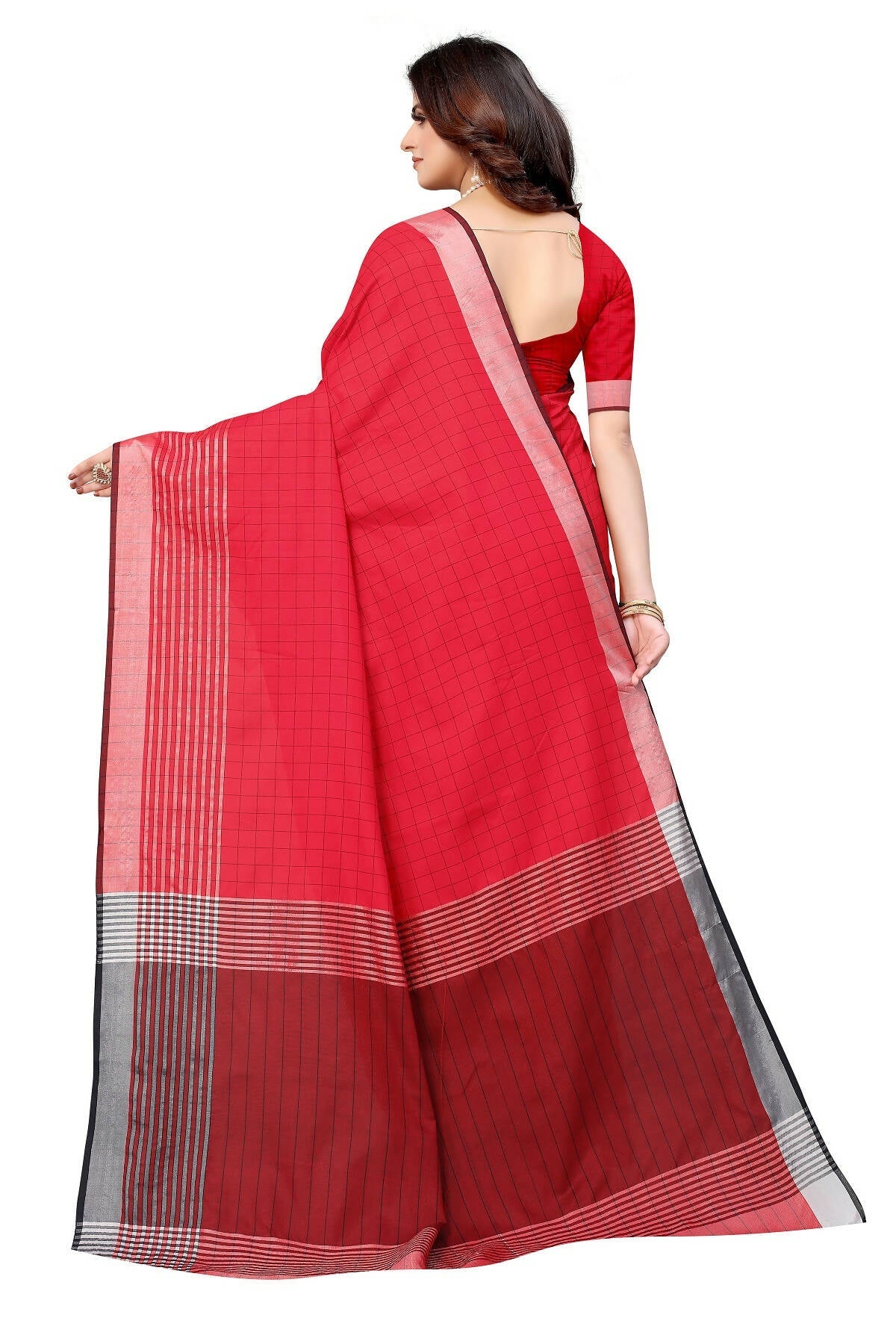 Vamika Red Cotton Silk Saree - Distacart