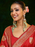 Ruby Raang 22k Gold Polished Diamond And Stone Jhumka Earrings - Distacart