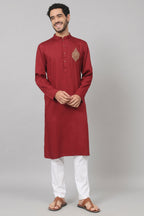 Cotton Kurta With Motif Embroidery by Hilo Design