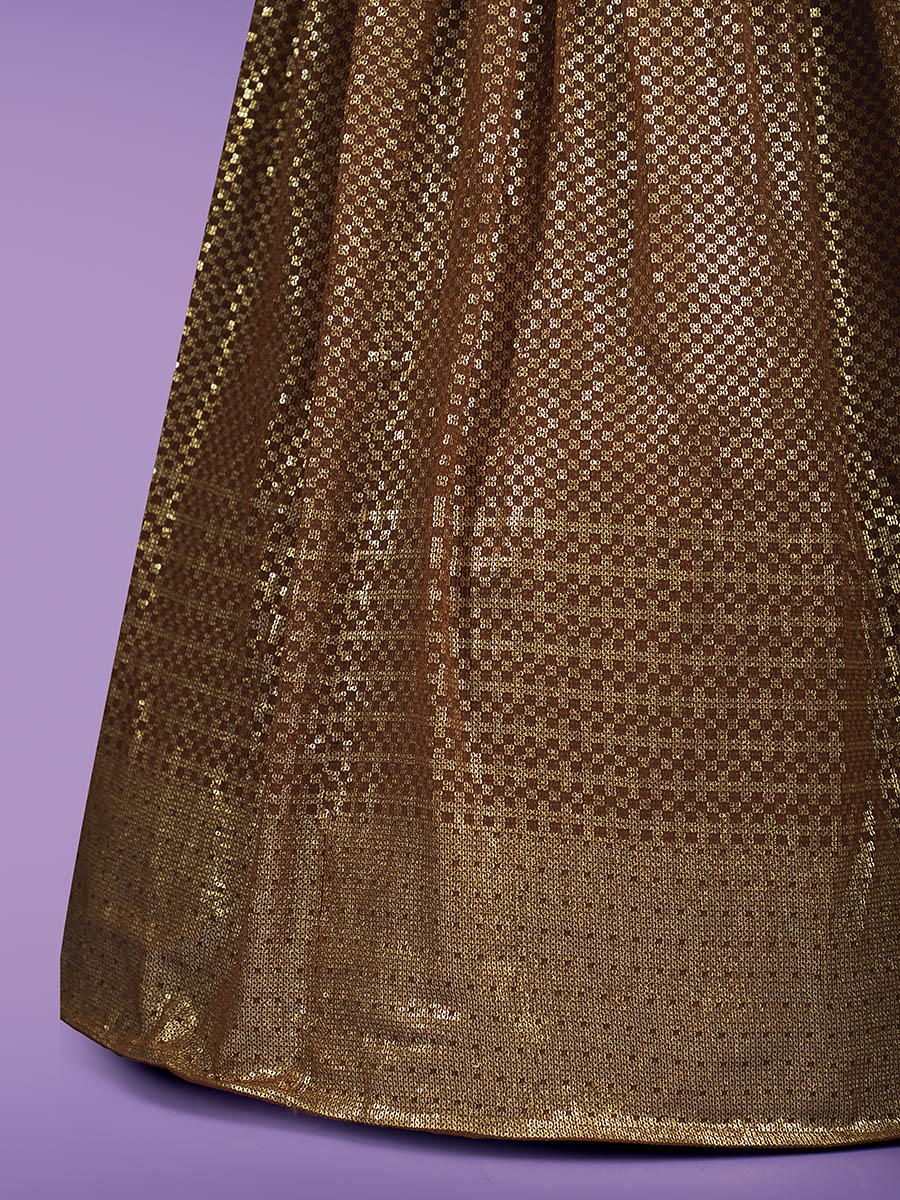 Myra Brown Georgette Embroidered Designer Lehenga