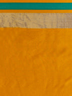 Saree Mall Mustard & Green Silk Cotton Colourblocked Kanjeevaram Saree