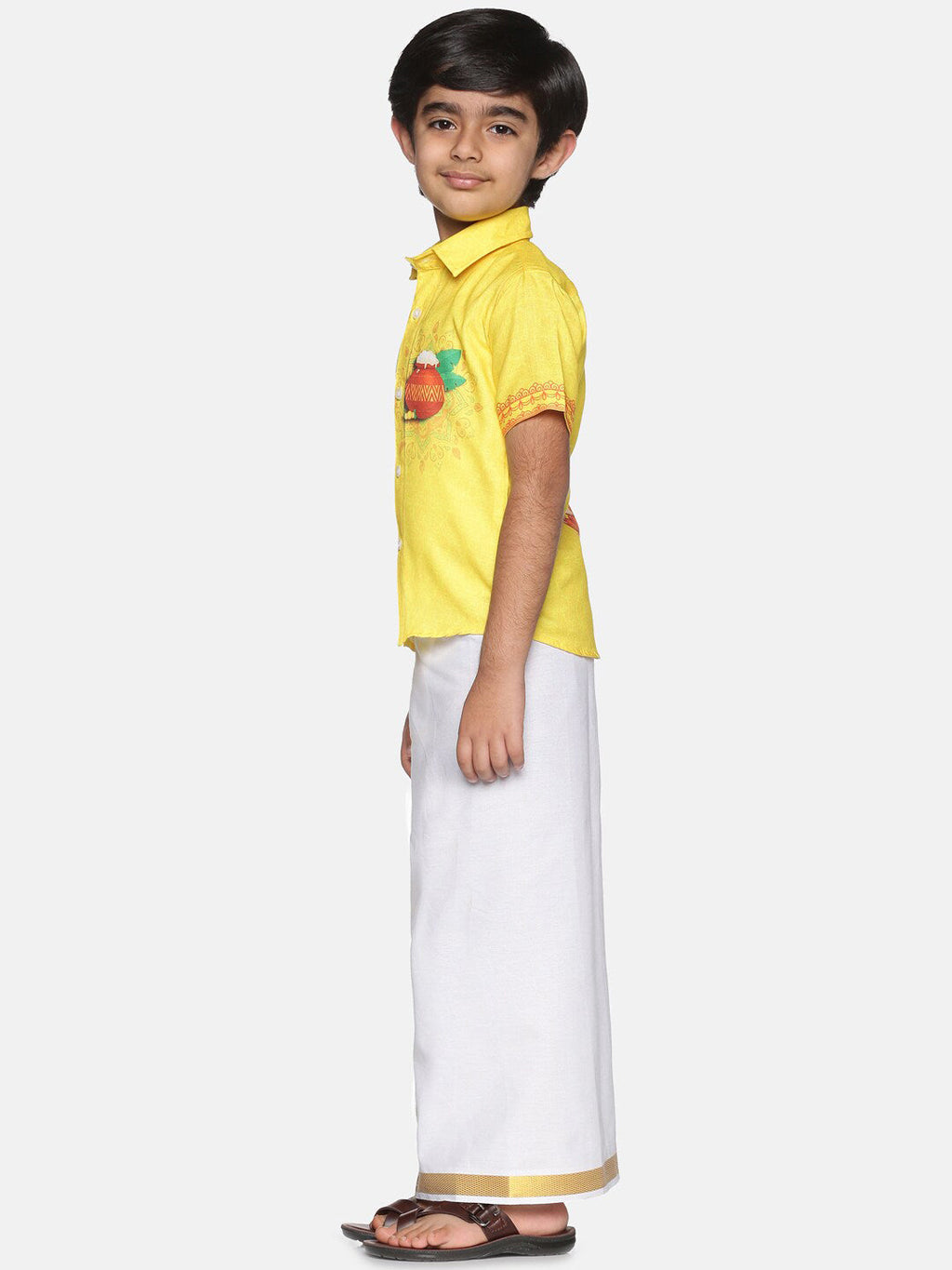 Sethukrishna Boys Yellow Printed Shirt
