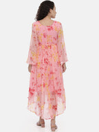 Souchii Women Beautiful Pink Floral Printed A-Line Dress - Distacart