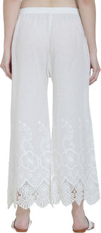 PAVONINE White Color Chikankari Lace Scalloped Hem Cotton Fabric Sharara - Distacart