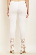 PAVONINE White Color Flower Kirosia Lace Hem Cotton Fabric Palazzo For Women - Distacart
