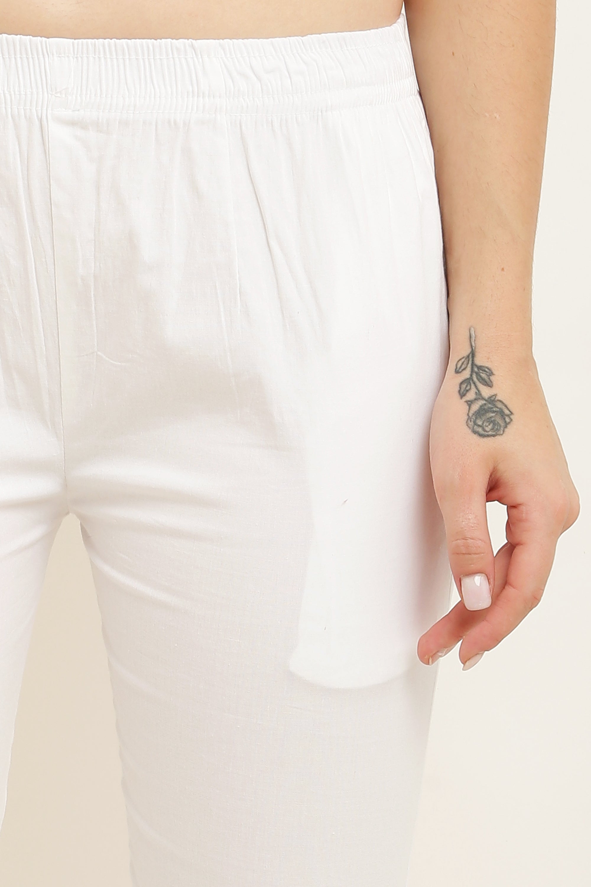 PAVONINE White Color Flower Kirosia Lace Hem Cotton Fabric Palazzo For Women - Distacart