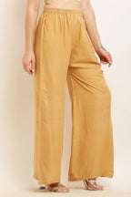 PAVONINE Beige Color Straight Fit Rayon Fabric Palazzo - Distacart