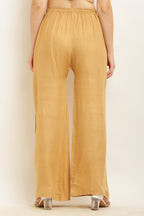 PAVONINE Beige Color Straight Fit Rayon Fabric Palazzo - Distacart