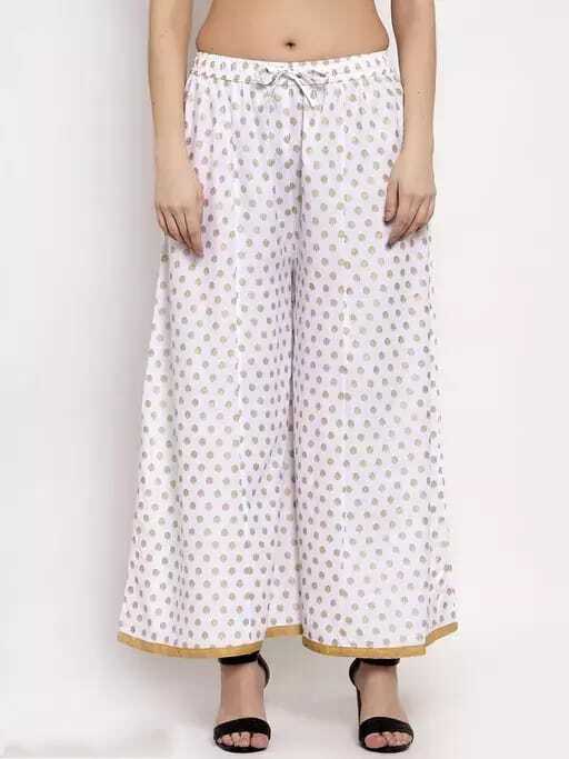 PAVONINE White Color Rayon Fabric Sun Print Palazzo For Women - Distacart