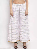 PAVONINE White Color Rayon Fabric Sun Print Palazzo For Women - Distacart