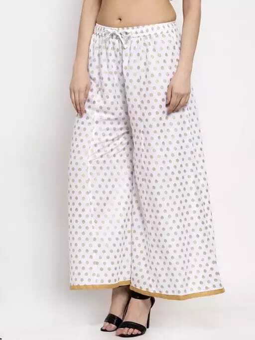 PAVONINE White Color Rayon Fabric Sun Print Palazzo For Women - Distacart