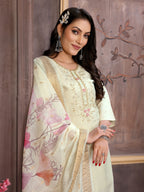Vedant Vastram Kurta Pant set with Dupatta having Beautiful Hand work (Khatli Work) - Light Pista - Distacart